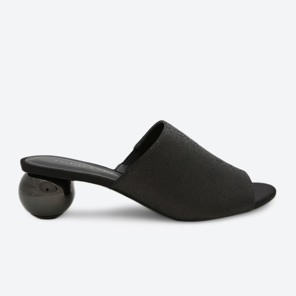 Elegant Brenda Zaro Black Suede Mules with Unique Heel Size 10